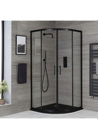 Resim Teknesiz Oval Cam Duşakabin Siyah Profilli Sp103 Siyah 