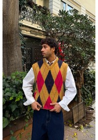 Resim Flaw Baklava Desen Triko Süveter Camel Camel 