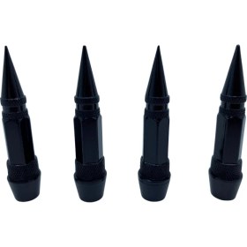 Resim Sivri Sibop Kapağı Mermi Sibop Kapağı Araba Motosiklet Bisiklet Metal 4 Lü Set Siyah 