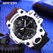 Resim Hanyang Beyaz Siyah Kayış Erkekler Spor Saatler G Tarzı Siyah Kol Saati Sanda LED Dijital 50 M Su Geçirmez Izle S Şok Erkek Saat Relogio Masculino (Yurt Dışından) 