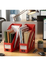 Resim Ark Masaüstü Evrak Rafı Boşluklu 2 Adet Kırmızı 