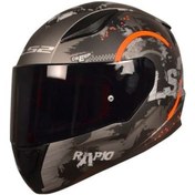 Resim Ls2 Rapid Circle Mat Titanium - Turuncu Kask Siyah + Beyaz Cam 