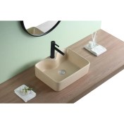 Resim Puroser Finike Matt Beige Tezgah Üstü Seramik Lavabo 
