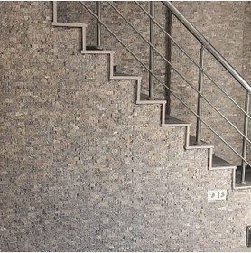 Resim ANTALYA TAŞ MARKET Gümüş 2,3x4,8 Cm Fileli Traverten Patlatma Taş Duvar Kaplaması 