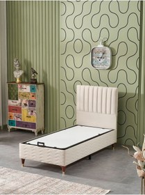 Resim Beehanem Bengü 90x190 Tek Kişilik Baza Başlık 2 Li Set Babyface Kahve 