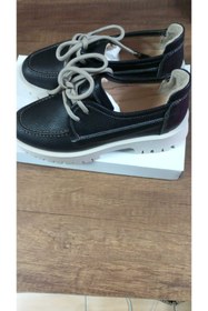 Resim TakıDolabı %100 Hakiki Deri Bağcıklı Siyah Kadın Makosen Ayakkabı – Rahat ve Şık Günlük Ayakkabı 