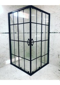 Resim Teknesiz Kare Cam Duşakabin Karolaj Desenli Kd111 Siyah 