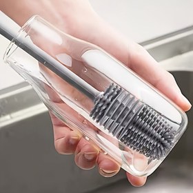 Resim Uzun Saplı Silikon Bardak ve Şişe Fırçası - Her Köşeyi Temizlemek İçin! 