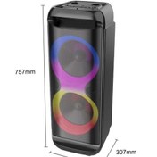 Resim ACL Mikrofonlu Karaoke Bluetooth Hoparlör Kablosuz Şarjlı Işıklı Taşınabilir Müzik Sistemi 