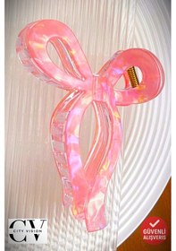 Resim Fiyonk Model Pembe Renk 11 Cm Asetat Mandal Toka Pembe 