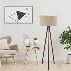 Resim Homing Ahşap Üç Ayaklı Lambader - Ceviz Ayak / Krem Başlık 