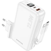 Resim Borofone 10000mAh Powerbank, Avrupa ve Amerika Adaptörlü Güç Bankası iPhone ile Uyumlu Şarj Led Gösterli BJ39 