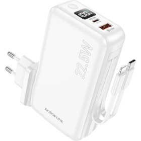 Resim Borofone 10000mAh Powerbank, Avrupa ve Amerika Adaptörlü Güç Bankası iPhone ile Uyumlu Şarj Led Gösterli BJ39 