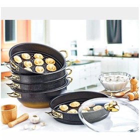 Resim Granit Mantı Tenceresi Buharlı Pişirici 30 Cm İndüksiyon Tabanlı 