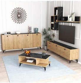 Resim Moxenmobilya Moxen Mtsk2 Mira Tvünitesi-Orta Sehpa Ve Konsol Sepet Yemek Odası 