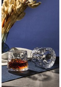 Resim Greta Şeffaf 2'li 360 Derce Dönerli Viski Meşrubat Bardağı Japon Style 160ml 