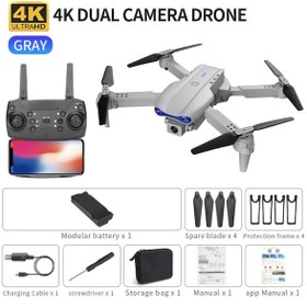 Resim Katlanır Drone HD Çift Kamera Yörünge Uçuş Helikopteri Gri Kamerasız Gri 