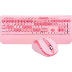 Resim Everest KM-6281 CANDY Renkli Tuşlu Pembe Kablosuz Q Multimedia Klavye + Mouse Set 