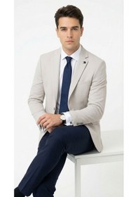 Resim Plus Scorpion Taş Rengi Slim Fit Erkek Blazer Ceket Modern Ofis & Davet Stili Taş 