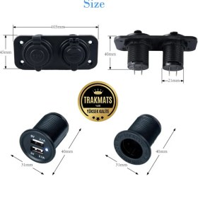 Resim Trakmats Dacia Duster 4x4 2009-2010-2011-2012-2013-2014-2015-2016-2017 Çakmak Soketi 12V Marine Tip Çift USB Girişli Su Geçirmez Çift Panel Girişli ve Ayrıca 2li USB Giriş Port 
