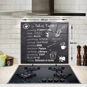 Resim Decorita Cam Ocak Arkası Koruyucu | Aşkın Tarifi | 