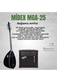 Resim Yonka B-145k-amp Amfili Kısa Sap Ceviz Ağacı Siyah Kaliteli Saz Bağlama Seti 