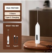 Resim Turcoshop11 Usb Şarjlı Paslanmaz Çırpıcı 3 Hızlı Elektrikli Süt Köpürtücü Beyaz Diğer 