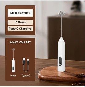 Resim Turcoshop11 Usb Şarjlı Paslanmaz Çırpıcı 3 Hızlı Elektrikli Süt Köpürtücü Beyaz Diğer 