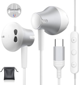 Resim iPhone 16/15 Pro Max için USB C Kulaklıklar Mikrofonlu Kablolu Kulaklıklar Samsung Galaxy S25 S24 Ultra/S23, Ses Kontrolü Stereo Gürültü Önleyici Kablolu Kulaklıklar Google Pixel 9 Pro için 