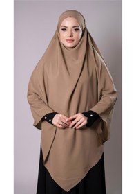 Resim Hürrem Bone Koyu Bej Pratik Hazır Geçmeli Tesettür Eşarp Medine İpeği Bağcıklı Sufle Hijab 2301 44 
