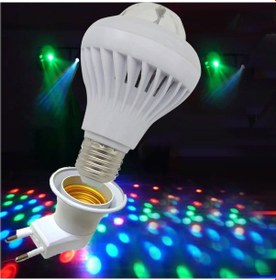 Resim Rgb, Beyaz Döner Başlıklı Led Ampul E27 Fişli Duy Hediyeli Disko 