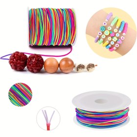 Resim 0.1cm*9.97 metre Esnek Bilezik İpi, Takı Yapımı için Sağlam Gökkuşağı Elastik Kordon, Kolyeler ve El İşleri 