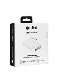 Resim S-link G225 20000mah Lightning+type-c Kablolu Powerbank Beyaz 5w Prizli Taşınabilir Pil Şarj Cihazı Diğer 