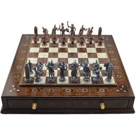 Resim Gifthome Metal Satranç Takımı-seti battal yunan antik sedefli k.c 
