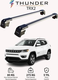 Resim Jeep Compass 2017-sonrası Trx2 Thunder Carrier Kilitli Ara Atkı Taşıyıcı Tavan Barı Gri 
