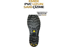 Resim Emek Pvc Uzun Çizme Sarı Tabanı Siyah 43 Numara 