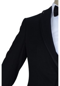 Resim Cengiz İnler Armür Desenli Sivri Yaka Şeritli Yelekli Erkek Damatlık 001 