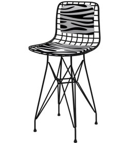 Resim Knsz ufak boy tel bar sandalyesi 1 li uslu syhbonar sırt minderli 55 cm oturma yüksekliği mutfak bahçe cafe ofis 