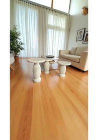 Resim Ahşap Mantar Sehpa 3 Lü Set Krem Renk Modern Yan Sehpa Takımı - Zigon Sehpa Takımı Krem 