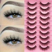 Resim Lüks 10 Çift Kabarık 3D Sahte Mink Kirpikleri, Doğal Uzunluğa ve Parıldayan Gözler Sağlar, Yumuşak ve Rahat, Tam ve Dramatik Kedi Gözü Şeklinde. Hafif ve Yeniden Kullanılabilir, Makyaj İçin Mükemmel, En İyi Arkadaşlar, Kız Arkadaşlar, Aile ve Daha Fazlası İçin İdeal Hediye, Tatiller İçin Mükemmel. 