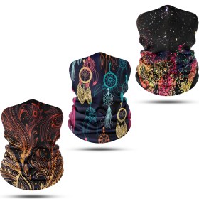 Resim Dair Aksesuar 3'lü Set Boyunluk Bandana Outdoor Balaklava Yüz Maskesi Kafa Bandı 