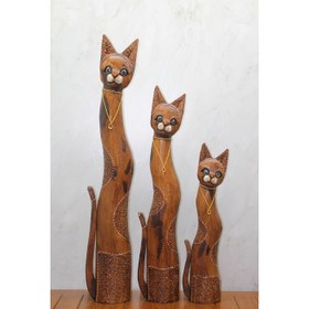 Resim Ahşap 3'lü Kedi Seti 1 Metre Model 1 