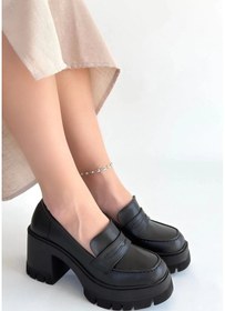 Resim Janes Siyah Cilt Dolgu Topuk Ayakkabı Çok Renkli 