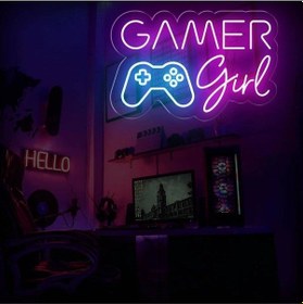 Resim Gamer Girl Yazılı Ve Şekilli Neon Tabela Pembe 