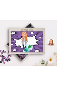 Resim Bk Gift Kişiye Özel Kadın Eczacı Karikatürlü 1000 Parça Profesyonel Puzzle-1 