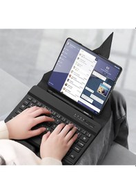 Resim Samsung Uyumlu Galaxy Z Fold 2 Kılıf Standlı Klavye Kalem Bölmeli Kapak 
