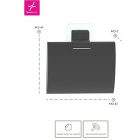 Resim Yapışkanlı Antrasit Renk Tuvalet Kağıtlığı 16.5 x 12.2 x 11.2 CM 