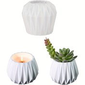 Resim 1 adet Elmas Kesme Şekilli Silikon Mum Kavanoz Kalıbı - Çok Amaçlı DIY El Sanatları ve Ev Dekoru Alçı Beton Reçine Döküm Planter Kalıbı, Sukulent Bitki Tutucu | Modern Ev Dekoru | Tekrar Kullanılabilir Kalıp 