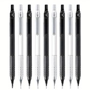 Resim 2 Kalem/set 0.3 0.5 0.7 0.9 2.0mm Yaratıcı Gümüş Siyah Düşük Ağırlık Merkezi Metal Mekanik Kalem Seti Sanat Eskiz Resim Ofis Kırtasiye (2 Kalem) 
