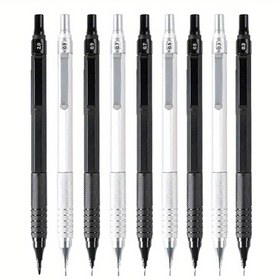 Resim 2 Kalem/set 0.3 0.5 0.7 0.9 2.0mm Yaratıcı Gümüş Siyah Düşük Ağırlık Merkezi Metal Mekanik Kalem Seti Sanat Eskiz Resim Ofis Kırtasiye (2 Kalem) 